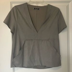 Lexi Drew Cropped Suede V-Neck Top